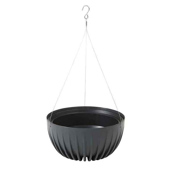 HowHomely Závěsný květináč STRIPPED ECO 24 cm antracitový