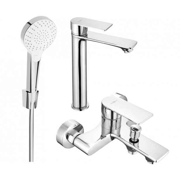 MEXEN - Royo R05 Set umyvadlové a vanové baterie s příslušenstvím, chrom 72213R05-00