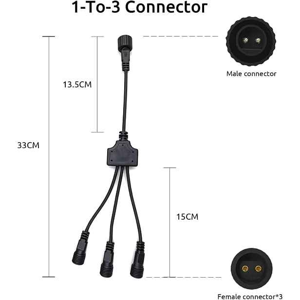 Prodlužovací kabel Rozdělovač pro vánoční osvětlení 1 na 3 IP65 Dekofun Černý
