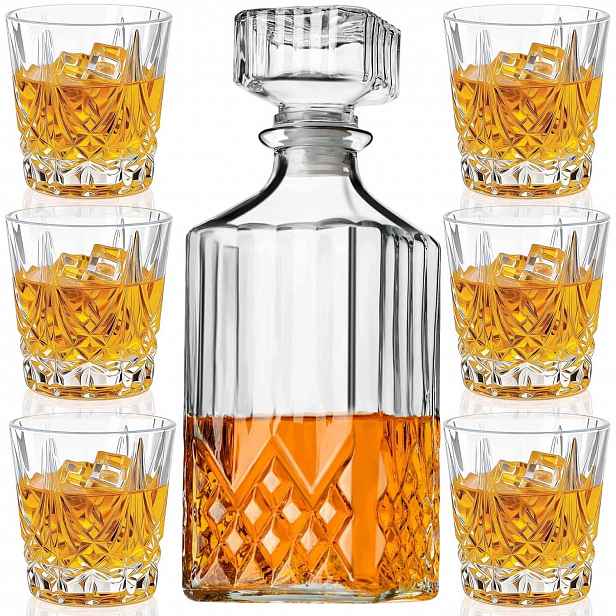 Sada Na Whisky Karafa 950 ML A Sklenice 6 Sklo Na Rameno Jako Dárek