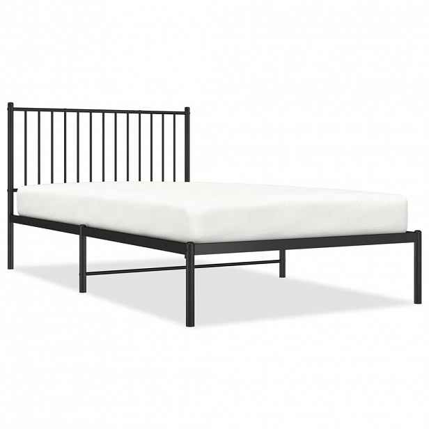 vidaXL Kovový rám postele s čelem černý 107 x 203 cm