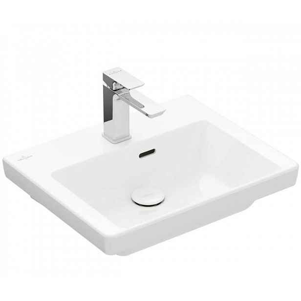 Villeroy & Boch Subway 3.0 - Umývátko nábytkové 50x40 cm, s přepadem, otvor pro baterii, CeramicPlus, Stone White 4370FFRW