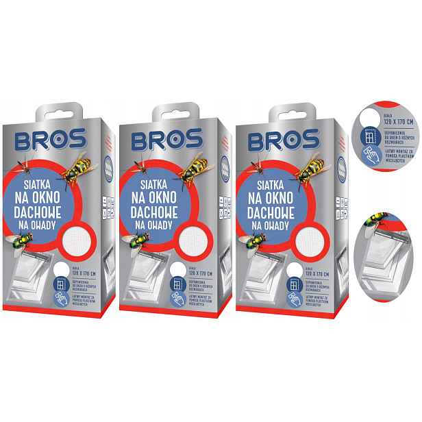 3x Bros Síťka Moskytiéra na střešní okno Hmyz Gumička Háčky 120x170 Bílá