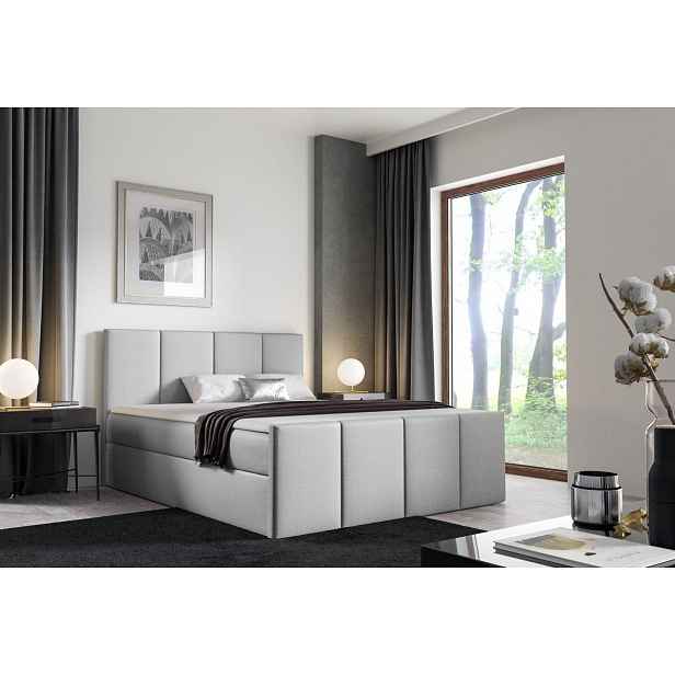 Postel s matrací a roštem LOLA - 120x200, světle šedá 1 + topper ZDARMA