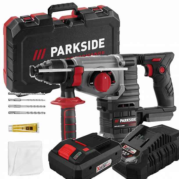 Příklepová vrtačka Sds Plus Parkside akumulátor 4Ah Smart kladivo 1,9J