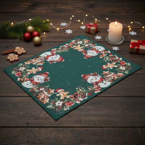 Vánoční dekorační ubrousek XMAS PARTY zelený 32x45 cm