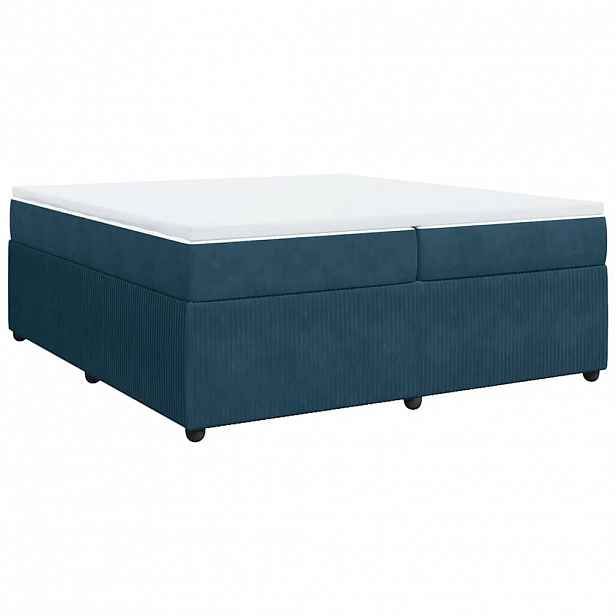 vidaXL Box spring postel s matrací tmavě modrá 200x200 cm samet
