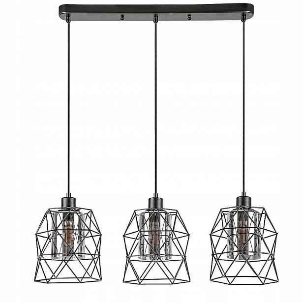 Černá závěsná lampa Emrys industriální s teplým leskem nad stůl Rabalux