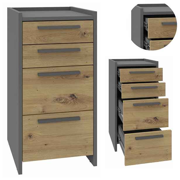 Komoda skříňka Altivo 2SW2SN artisan-antracit 2 vysoké zásuvky 2 nízké