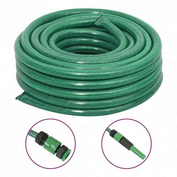 vidaXL Zahradní hadice se sadou koncovek zelená 0,75" 10 m PVC