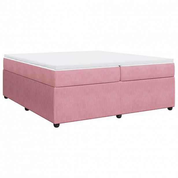 vidaXL Box spring postel s matrací růžová 200x200 cm samet