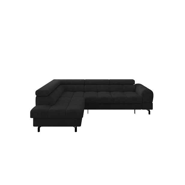 ALTDECOR ROHOVÁ SEDAČKA s funkcí spaní otomana vlevo LUMA-L 272x203x70 černá velur