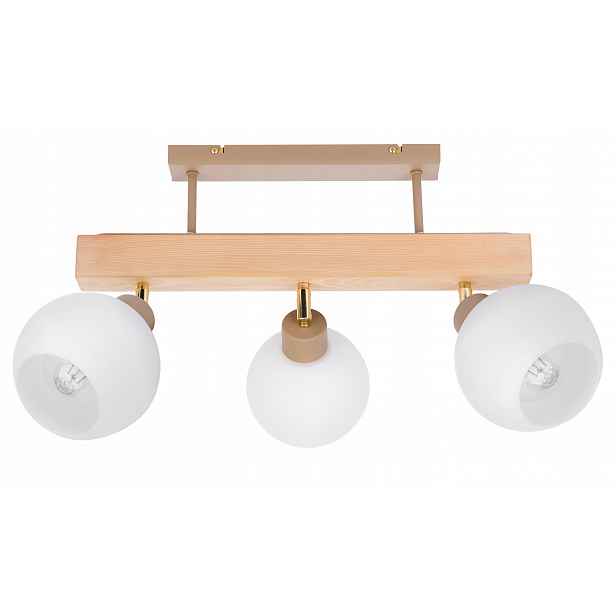 Dřevěná stropní lampa Lustr Stropní Svítidlo Klosz Kula E27 Kaszmir béžová