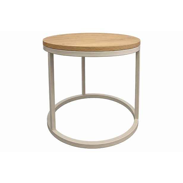 Kávový stolek kulatý Ø50 kašmír dub artisan loft metal polský výrobek