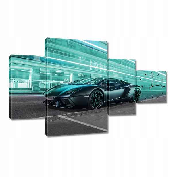 Nástěnné hodiny 130x80 auto Tyrkys