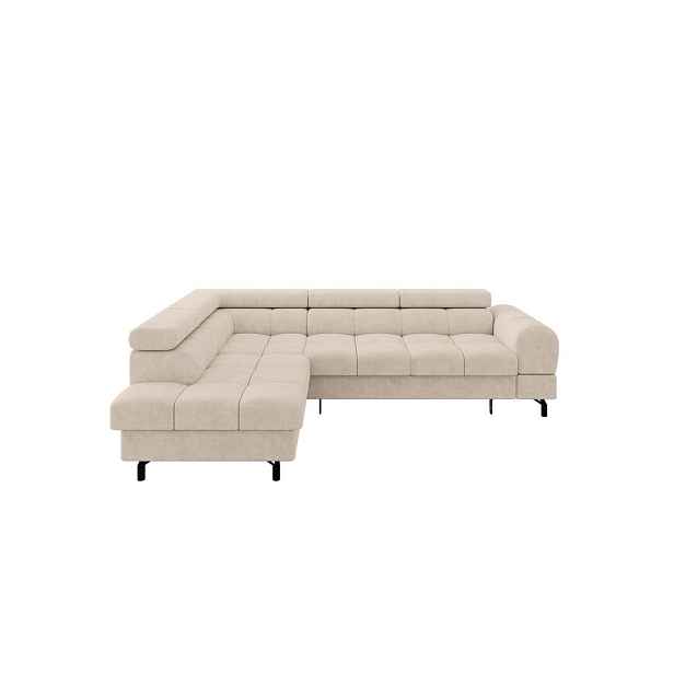 ALTDECOR ROHOVÁ SEDAČKA s funkcí spaní otomana vlevo LUMA-L 272x203x70 béžová velur
