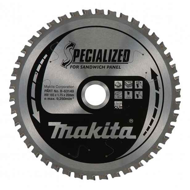 Makita - Pilový kotouč na sendvičové panely, 165x20 mm, 42 zubů B-63149