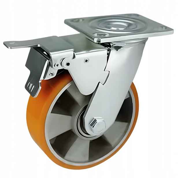 Průmyslové kolo 125 mm/350 kg s brzdou/hliníkové jádro Pu