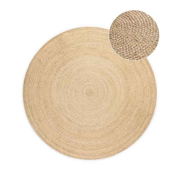Slonovinový oboustranný jutový kulatý koberec ø 100 cm Braided – Hanse Home