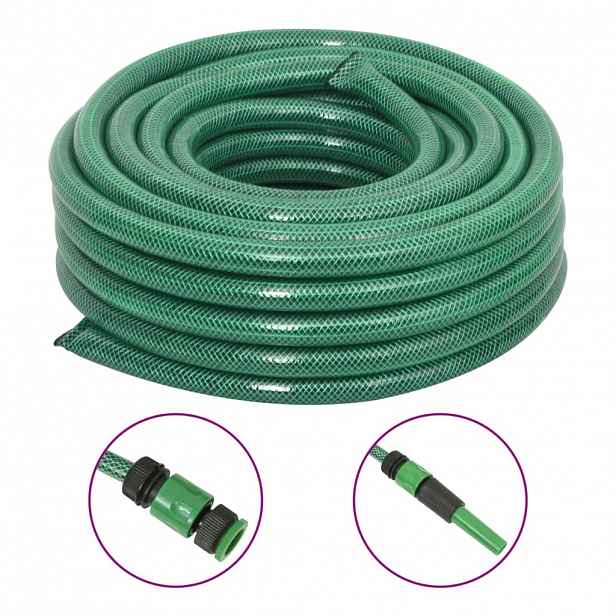 vidaXL Zahradní hadice se sadou koncovek zelená 0,75" 20 m PVC