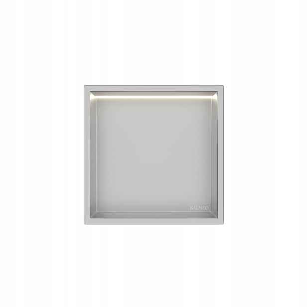 Wall-box One Ocelová Polička Do Koupelny Inox s Led 30x30x10cm Balneo