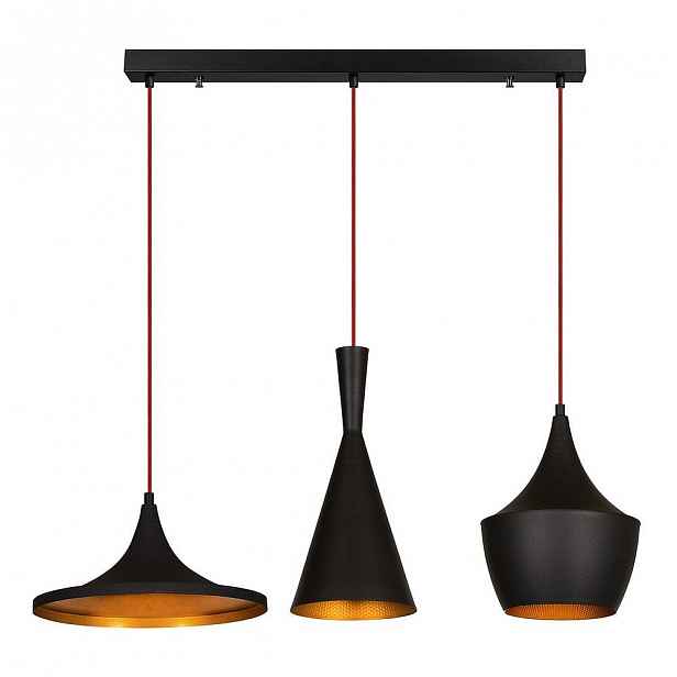 Černé závěsné svítidlo pro 3 žárovky Opviq lights Elmas Line