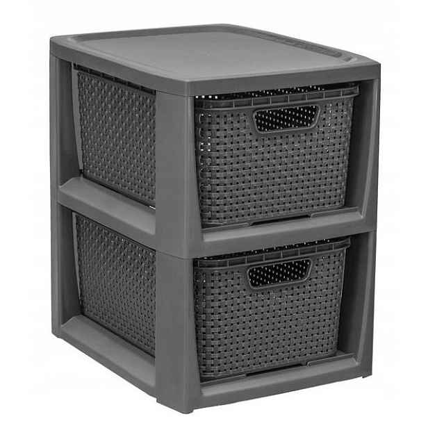 Komoda Rattan 2 košíky antracit