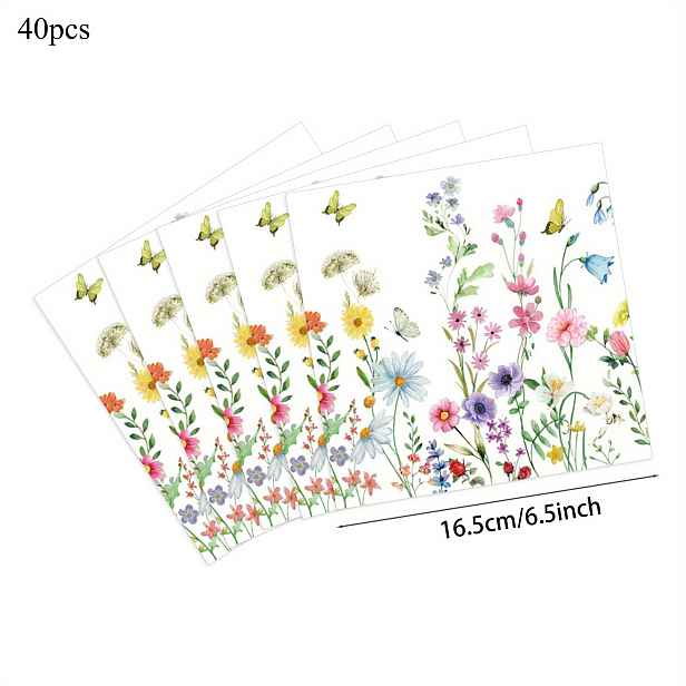 TEMU 40 ks ubrousků Kasugano Flower Party, jednorázové ubrousky na párty, velmi vhodné pro párty s přáteli, restaurační , pikniky, vnitřní i venkovní