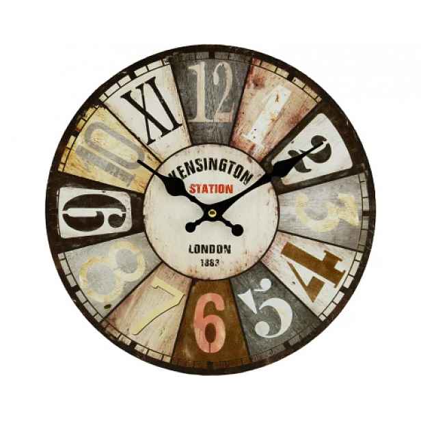 Nástěnné hodiny Kensington Station 30 cm, vintage, MDF