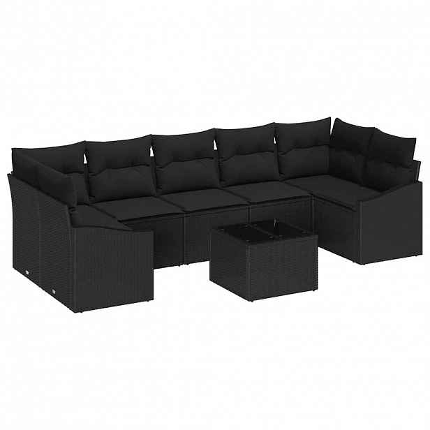vidaXL Set pohovek 8 ks Černá polyratan