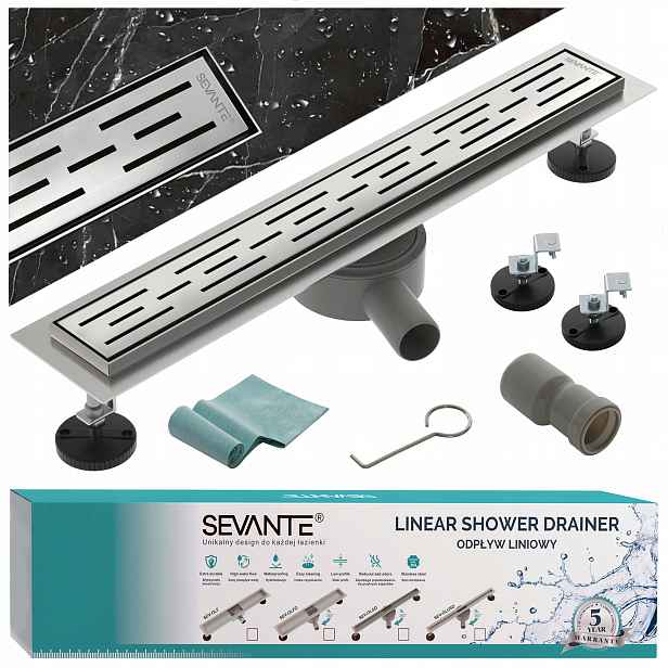 Lineární odtok s maskovacím krytem 70 cm Flat inox nerezová ocel, otočný sifon