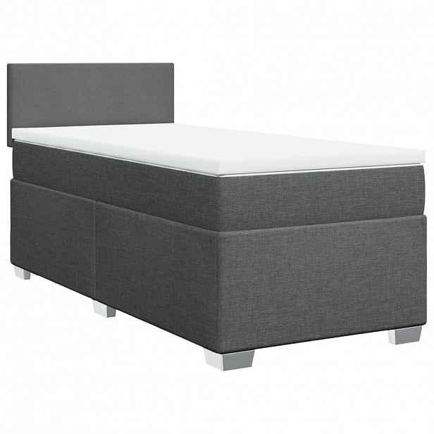 vidaXL Box spring postel s matrací tmavě šedá 80 x 200 cm textil
