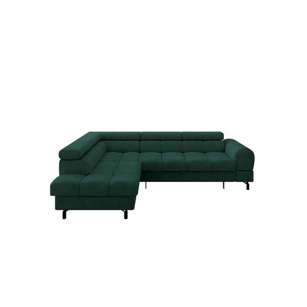 ALTDECOR ROHOVÁ SEDAČKA s funkcí spaní otomana vlevo LUMA-L 272x203x70 zelená velur