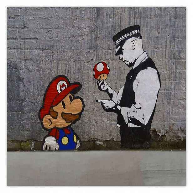 Fototapety 208x208 Banksy Houbař Policie