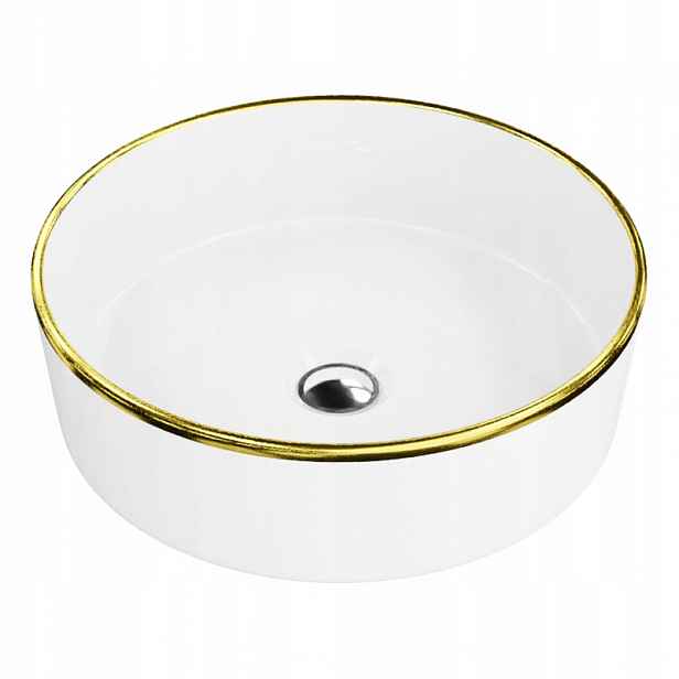 Merida Gold Line Umyvadlo na desku se zlatým akcentem, minimalistické