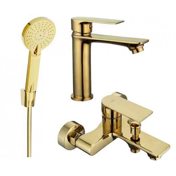 MEXEN - Royo R40 Set umyvadlové a vanové baterie s příslušenstvím, zlato 72203R40-50
