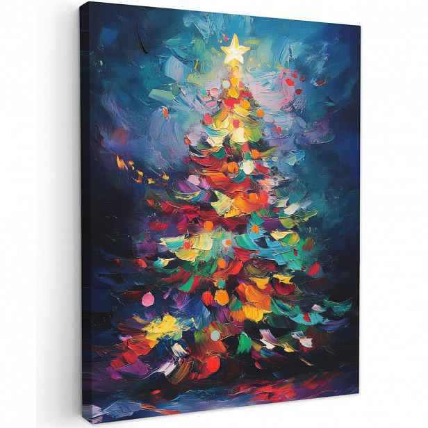 MuchoWow OBRAZ NA PLÁTNĚ Vánoční stromek - Vánoce - Abstraktní - Barevné 30x40 cm