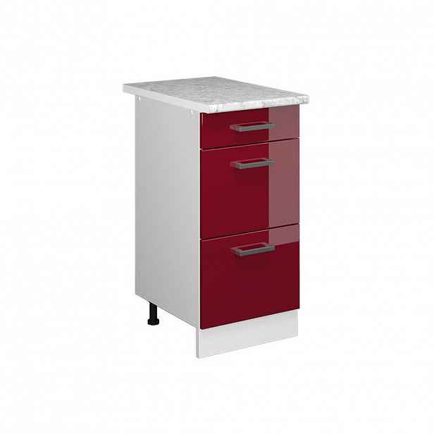 Vicco UNIVERZÁLNÍ ZÁKLADNÍ JEDNOTKA R-Line Bordó červená vysoký lesk 40 cm se zásuvkami