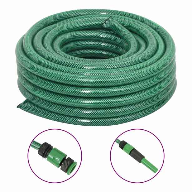 vidaXL Zahradní hadice se sadou koncovek zelená 0,75" 30 m PVC