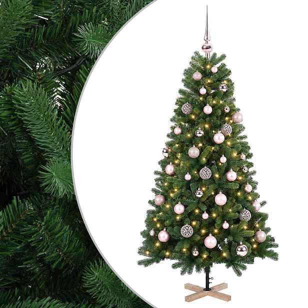 vidaXL Umělý vánoční stromek s vánočními koulemi 120 cm 150 LED