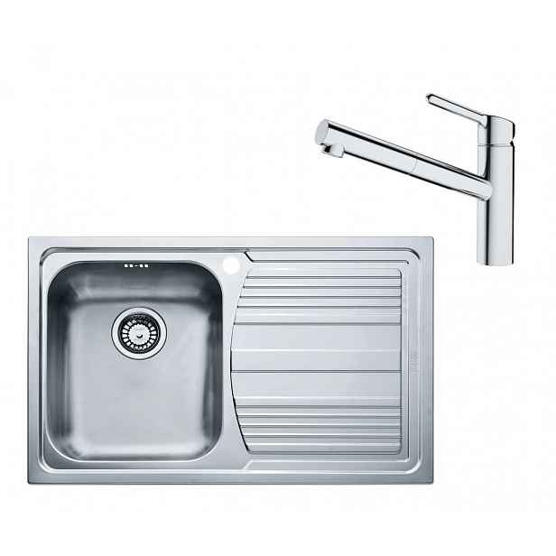 Franke - Set N83, nerezový dřez LLX 611/2 a baterie FC 3055.031, nerez/chrom 101.0650.597