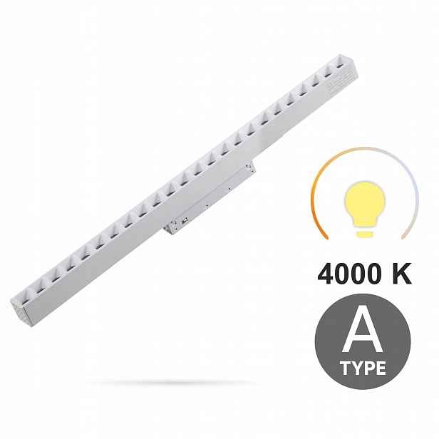 Lineární reflektor Bílý Grille 24W 4000K Neutrální Typ A Smart Track 48VDC