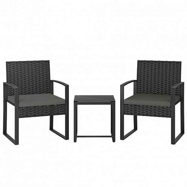 Outsunny BISTROSET 3 DL. se 2 zahradními židlemi a konferenčním stolkem, tmavě šedý