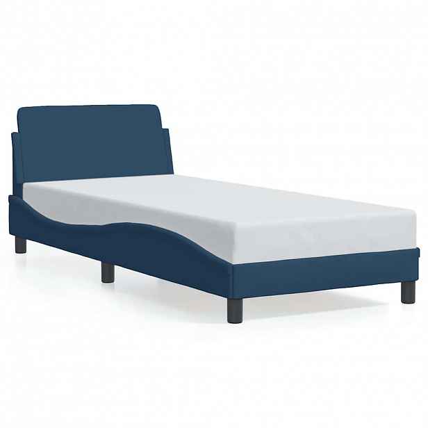 vidaXL Rám postele s čelem Dover modrý 90x190 cm textil