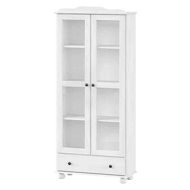 Vitrína 8050BK bílý lak, kovové úchytky