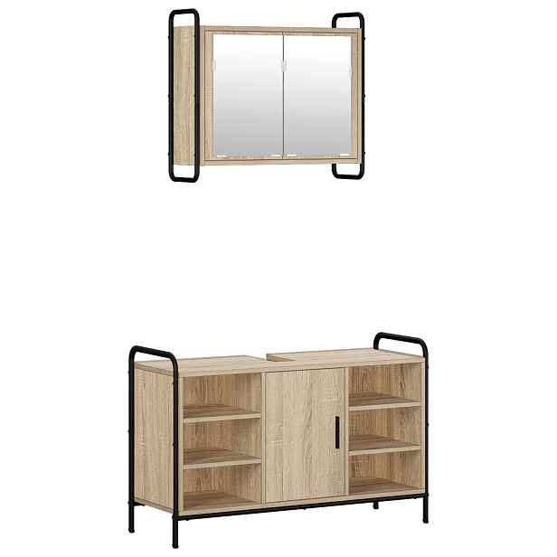vidaXL Sada koupelnových skříněk 2 ks Dub sonoma 65,5 x 34 x 61 cm