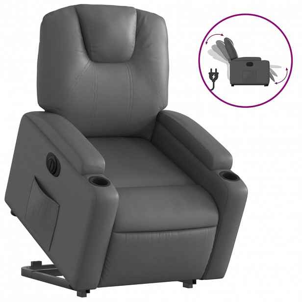 vidaXL Elektrické zvedací polohovací křeslo šedé umělá kůže