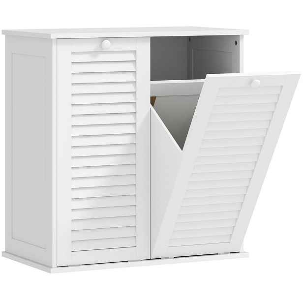 Modenvie STŘEDNĚ vysoká skříňka z MDF, 70/38/73 cm bílá, se 2 výklopnými koši