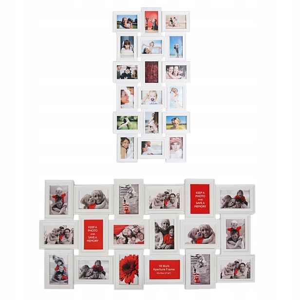 Rámeček Multiramka Galerie pro 18 fotografií Vertikální úroveň Velký formát 104 cm Bílá