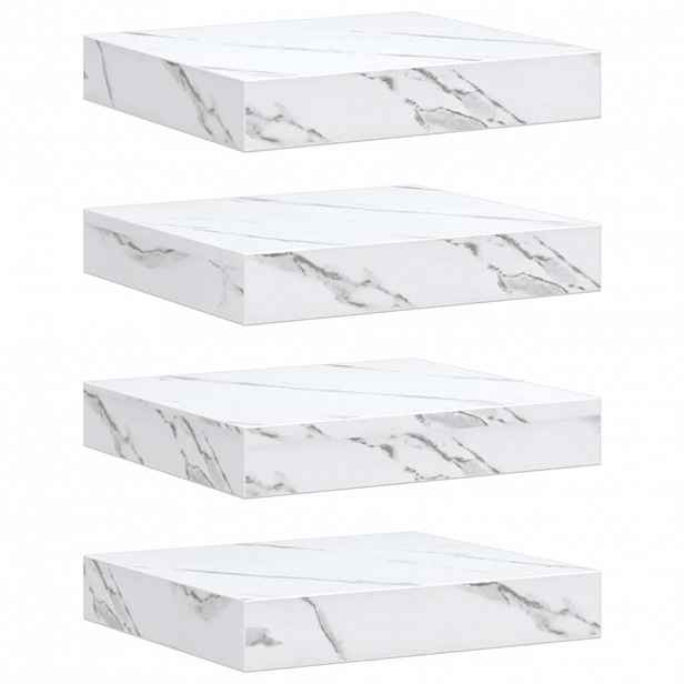 vidaXL Nástěnná polička 4 ks Bílý mramor 23 x 23,5 x 3,8 cm